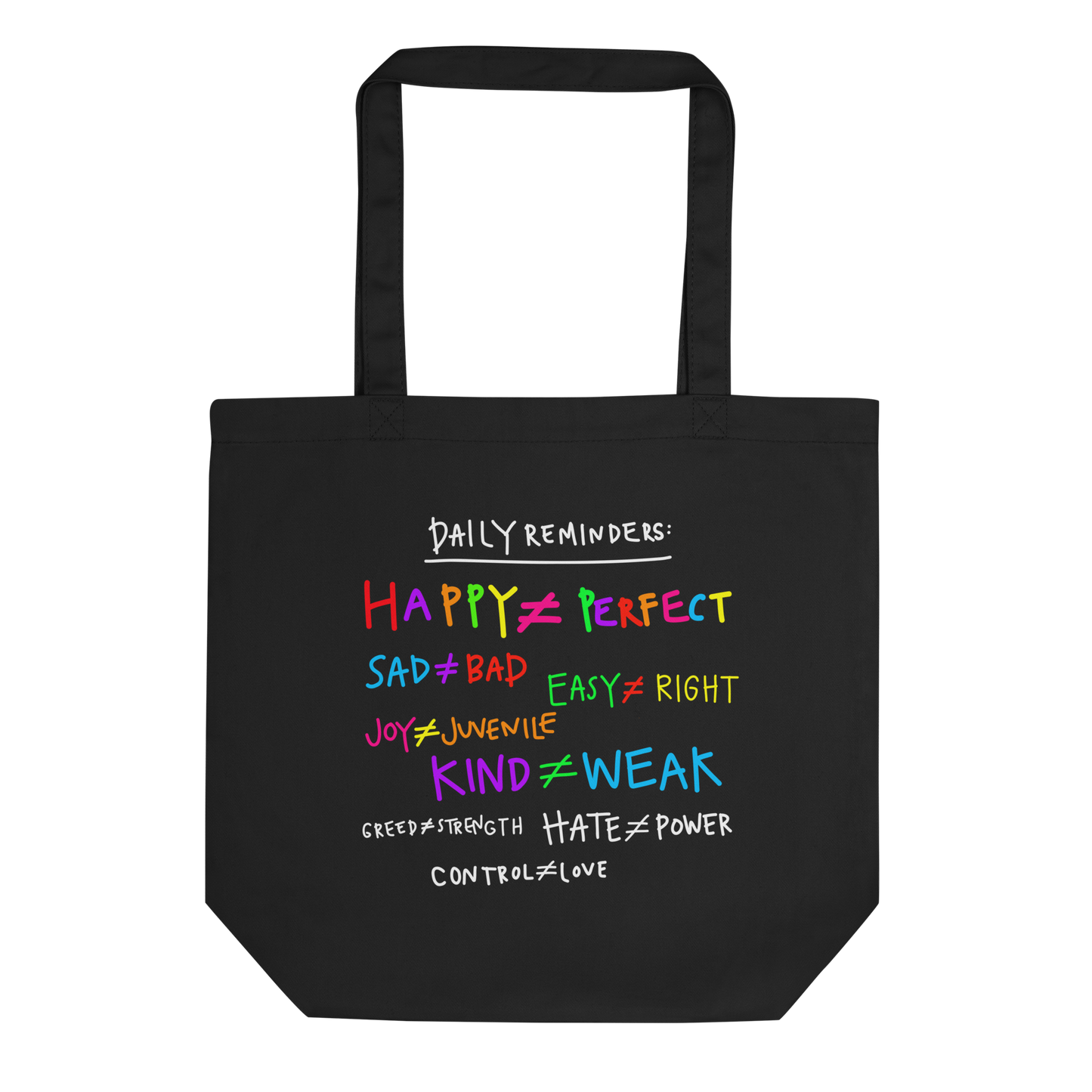 Daily Reminders Black Eco Tote Bag