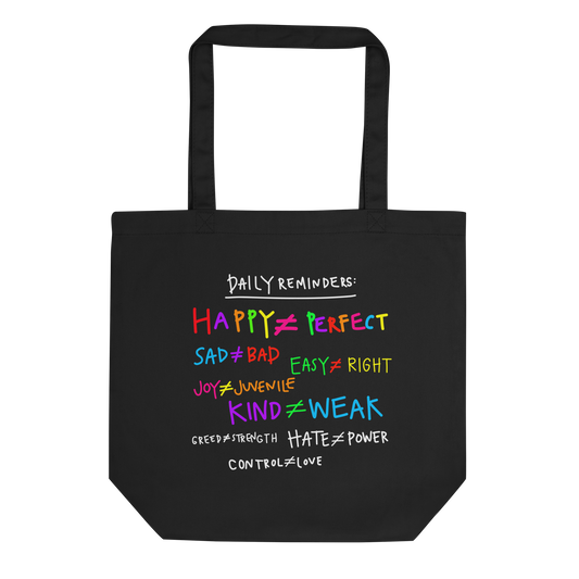 Daily Reminders Black Eco Tote Bag