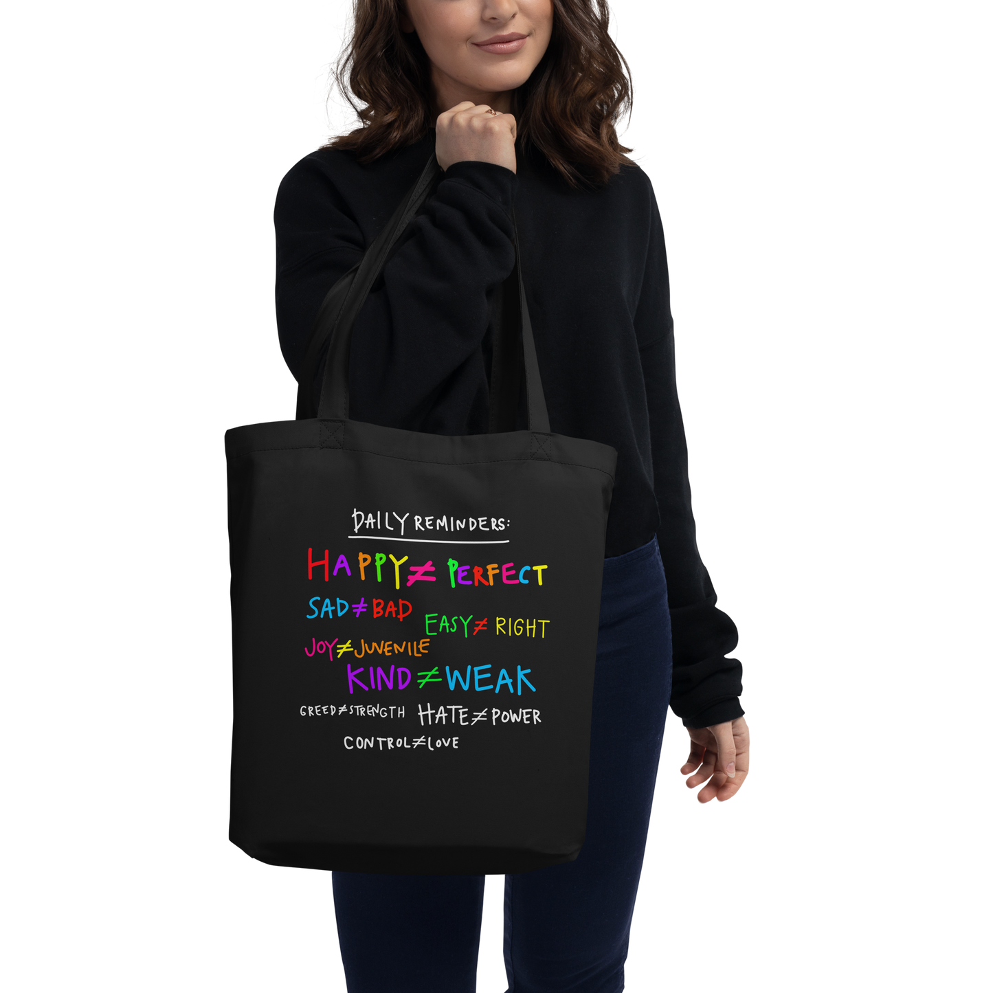 Daily Reminders Black Eco Tote Bag