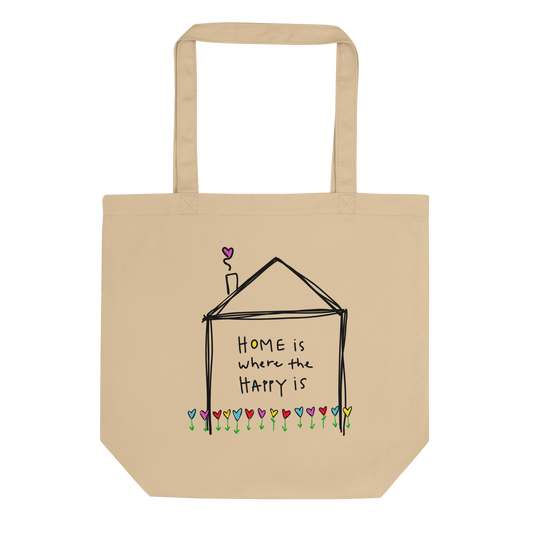 Home is Where the Happy Is Tan Eco Tote Bag