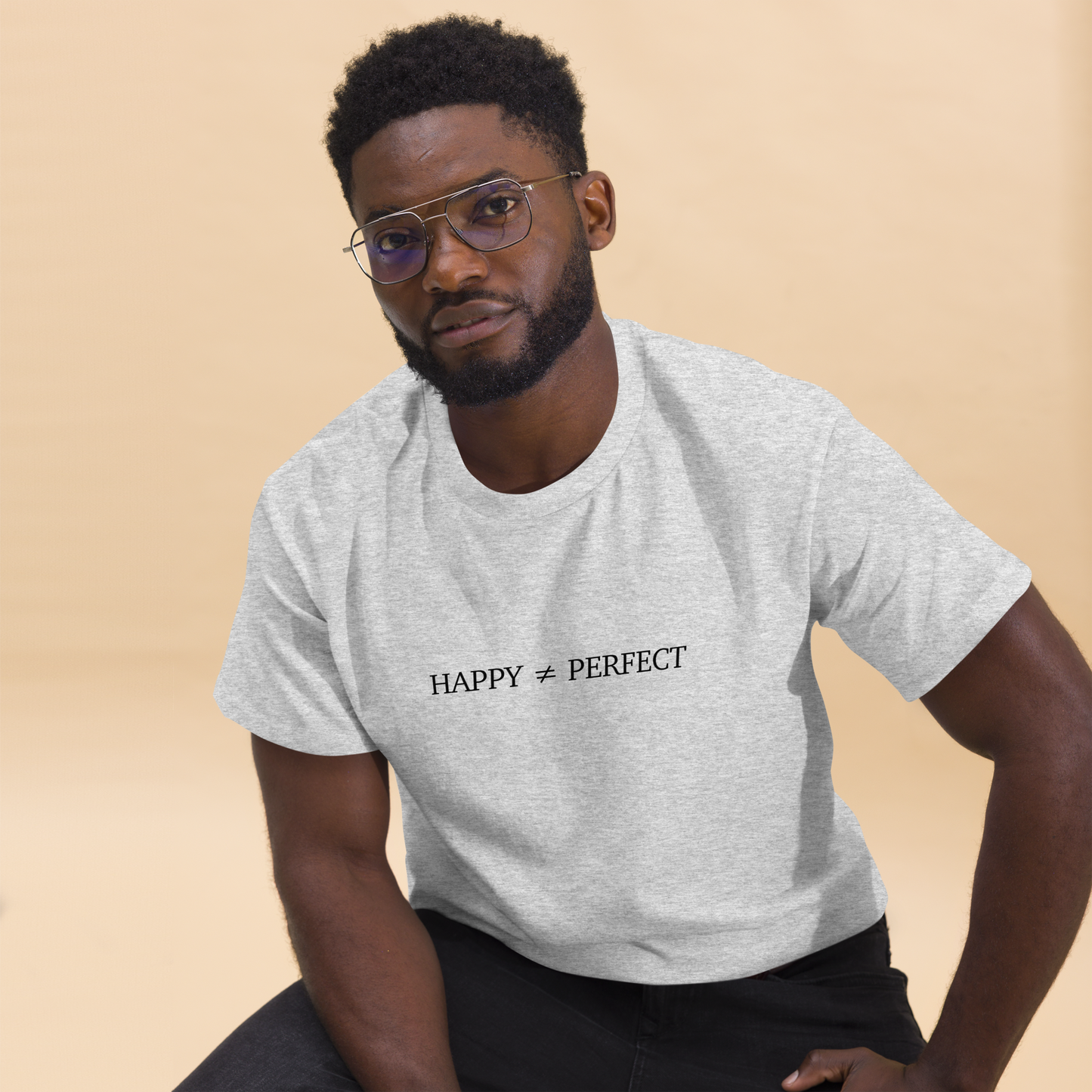 Happy Not Perfect Black Typeface Classic Tee