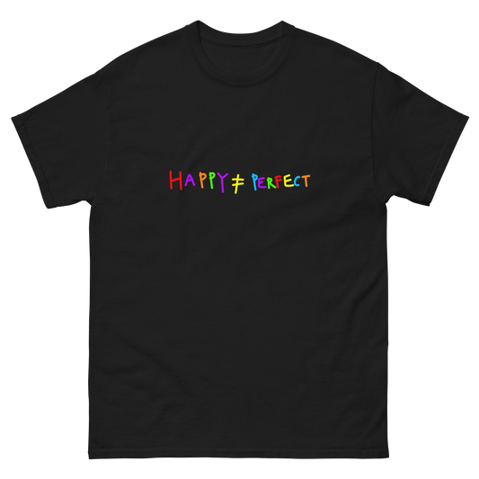 Happy Not Perfect Rainbow Writing Classic Tee