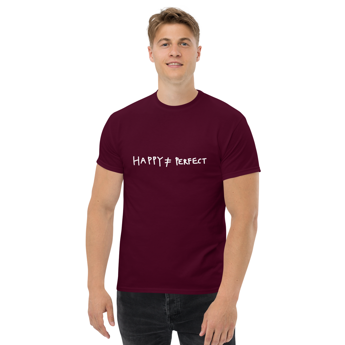 Happy Not Perfect White Writing Classic Tee