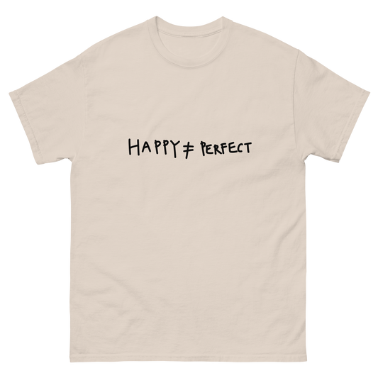 Happy Not Perfect Black Handwriting Classic Tee