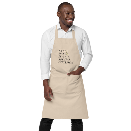 Every Day is a Special Occasion Black Typeface Tan Apron