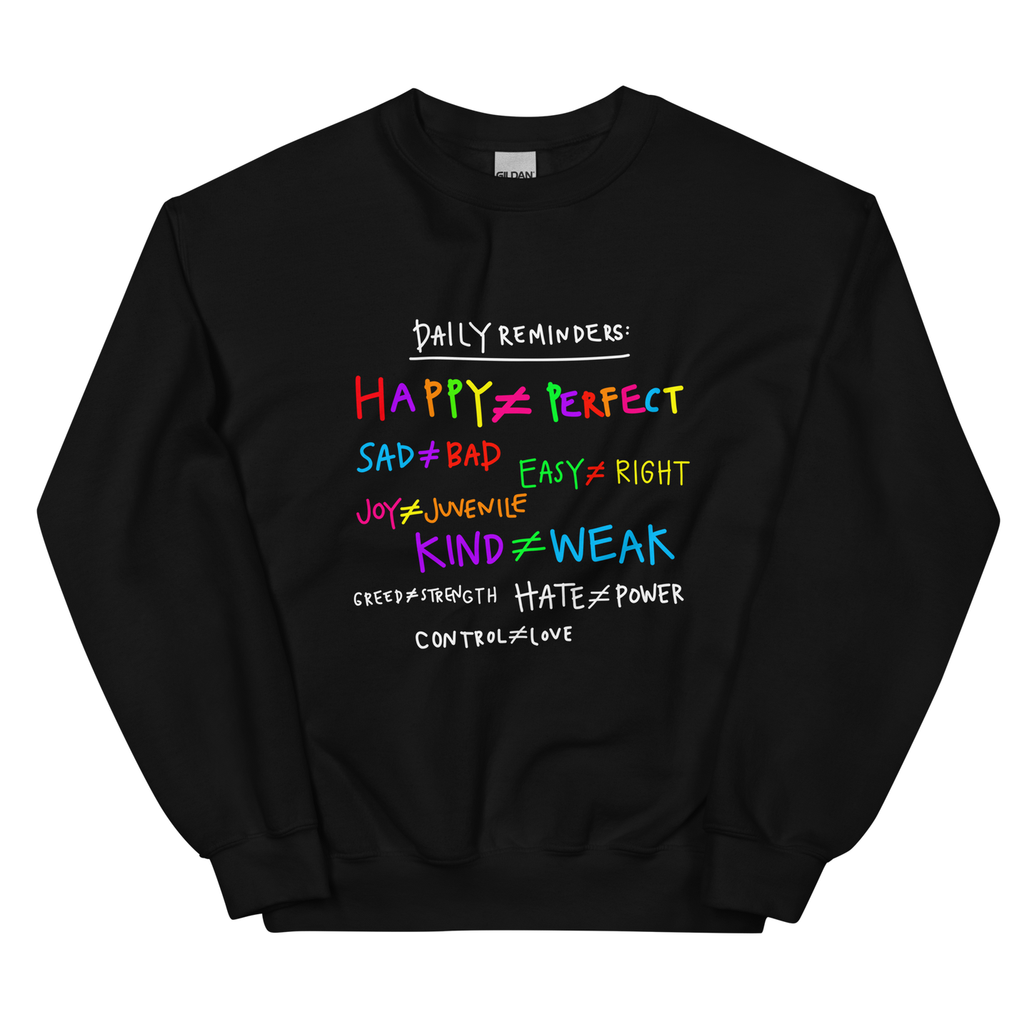 Daily Reminders Rainbow & White Writing Sweatshirt