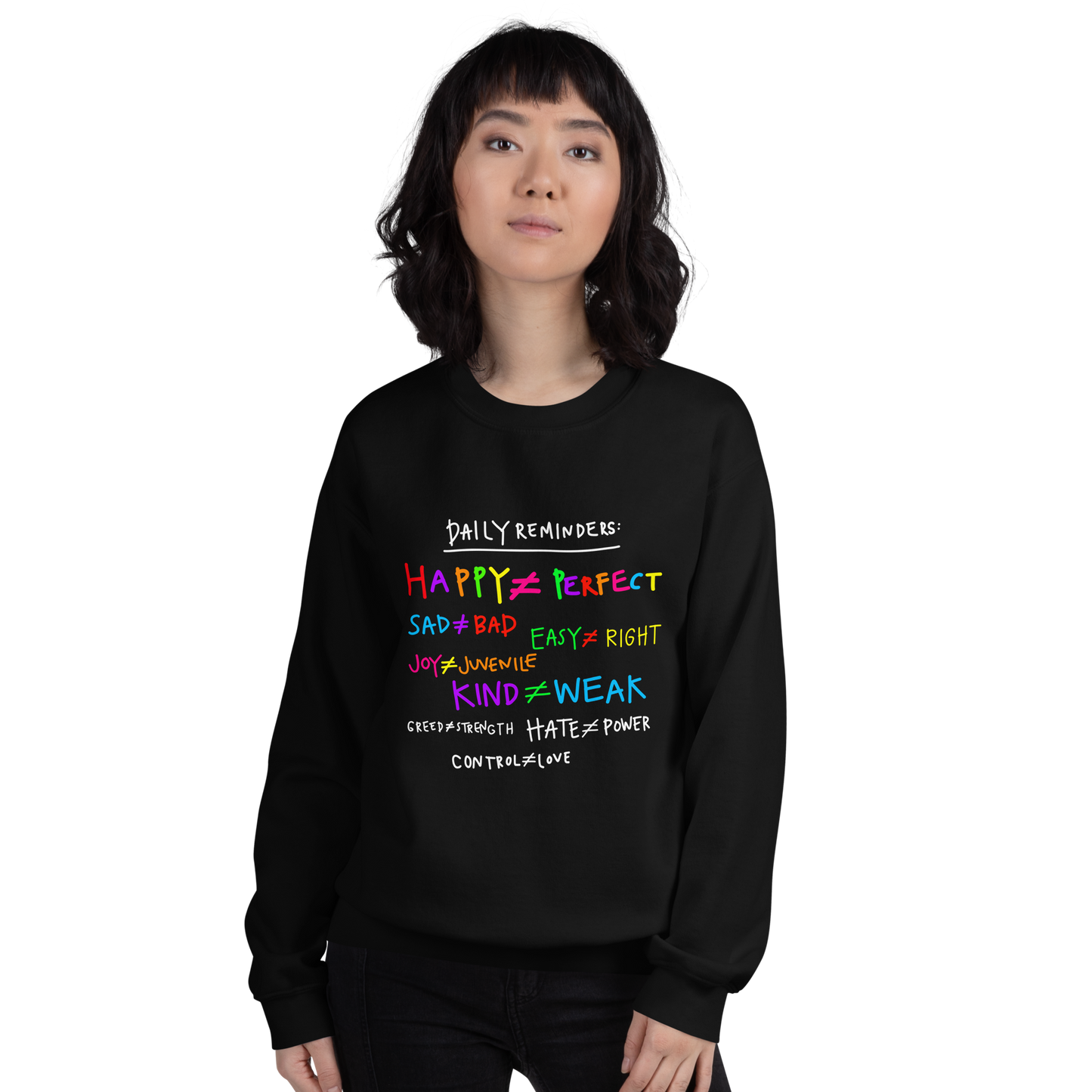 Daily Reminders Rainbow & White Writing Sweatshirt