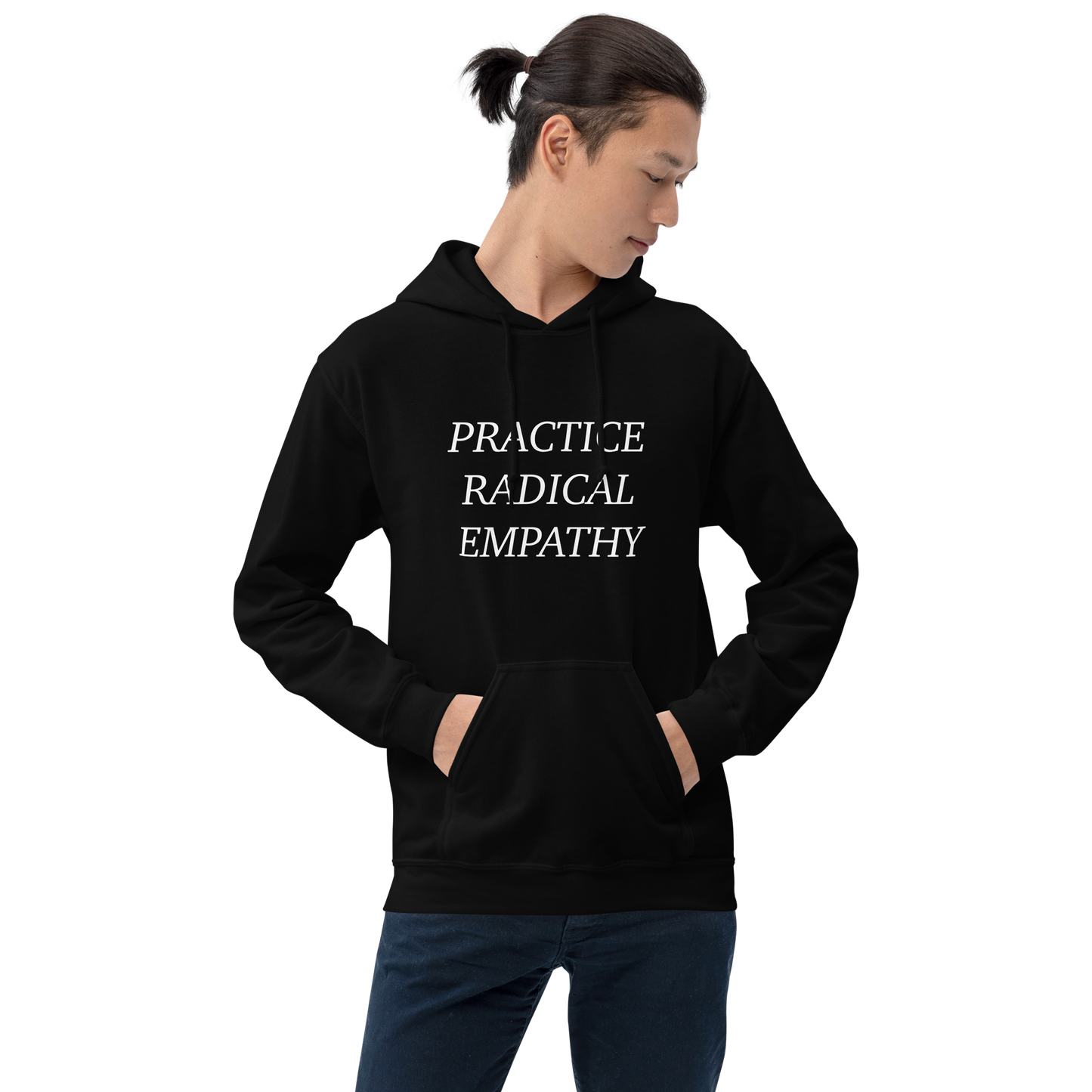 Practice Radical Empathy White Typeface Hoodie