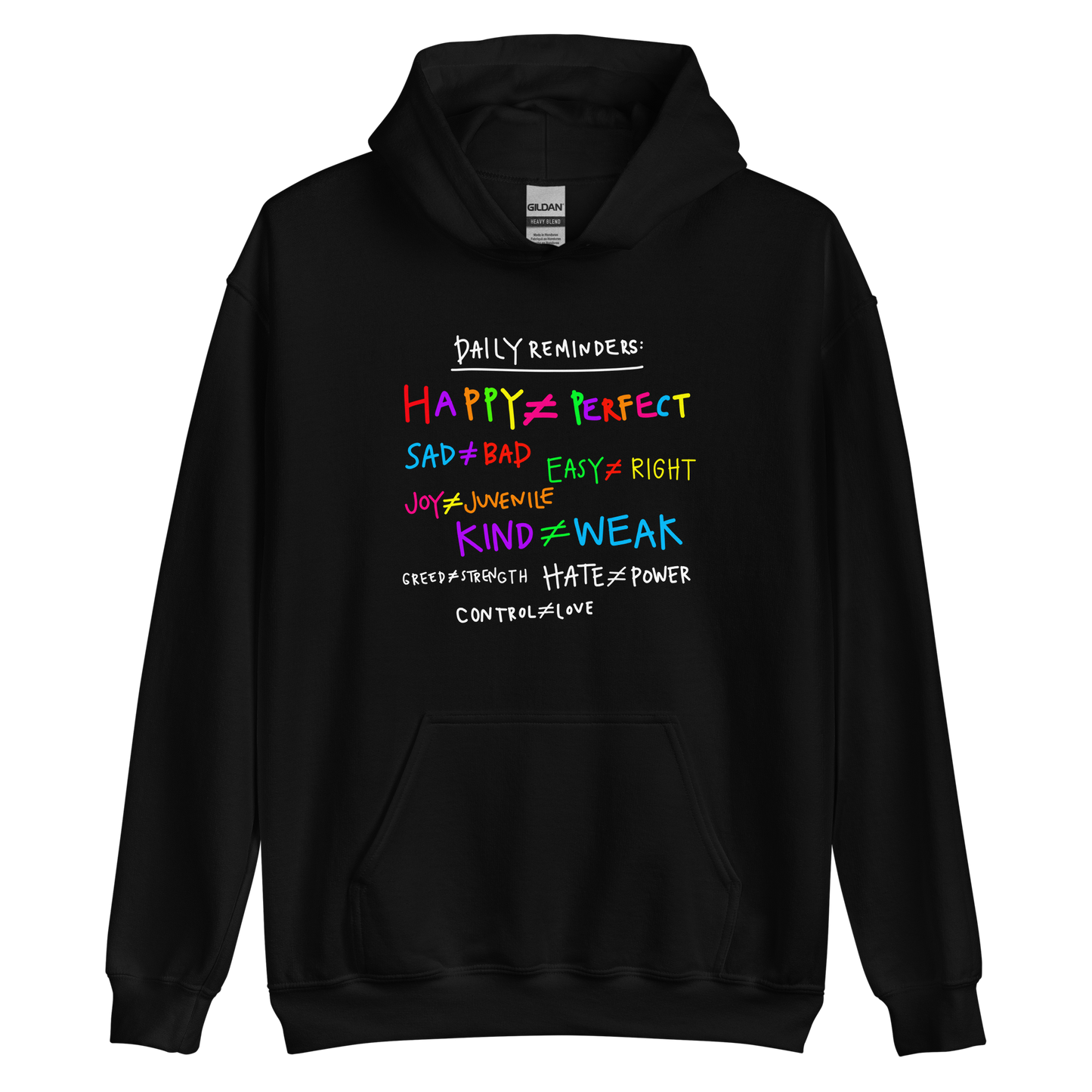 Daily Reminders Rainbow & White Writing Hoodie