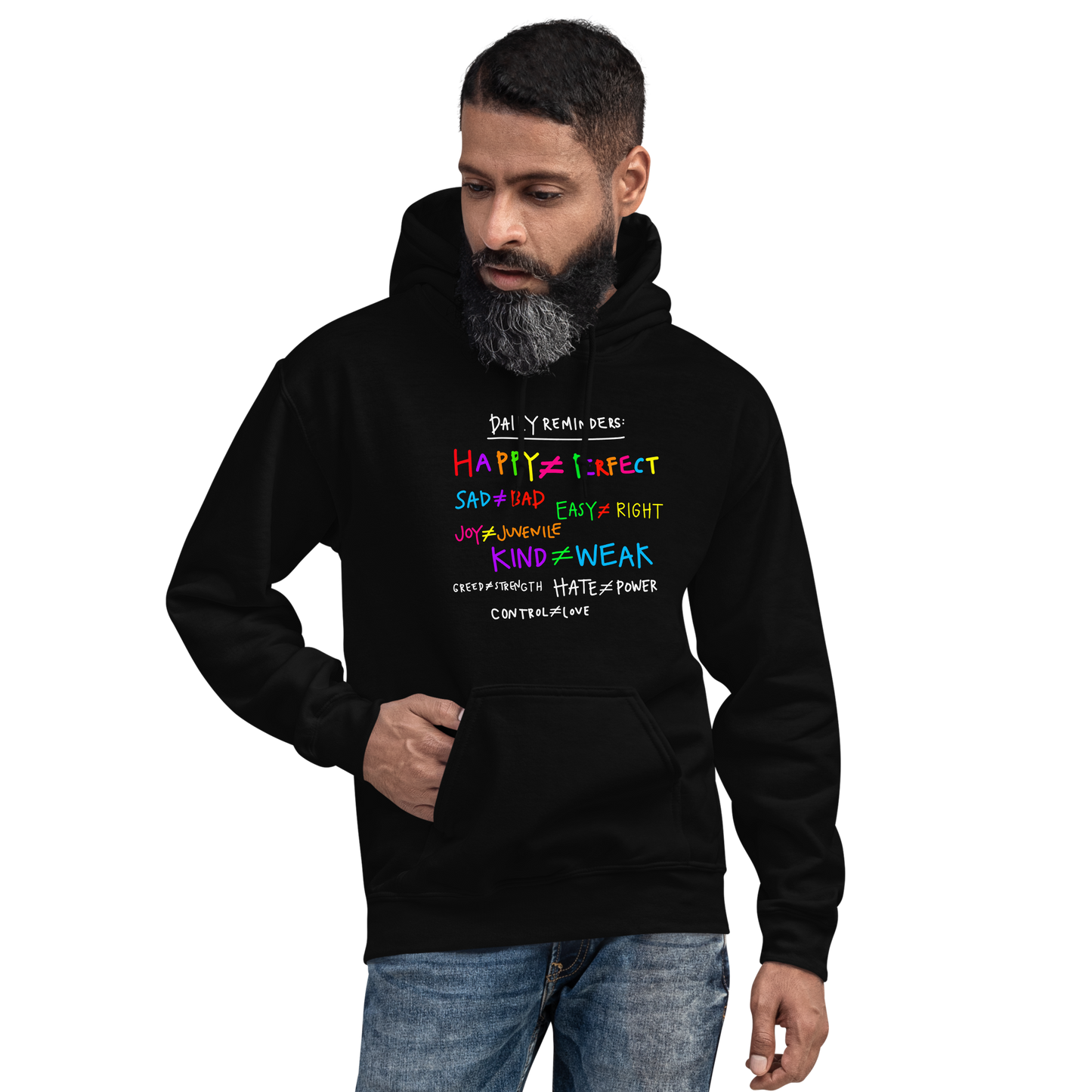 Daily Reminders Rainbow & White Writing Hoodie