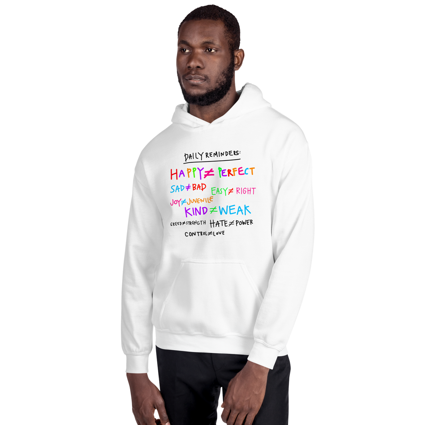 Daily Reminders Rainbow & Black Writing Hoodie