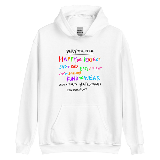 Daily Reminders Rainbow & Black Writing Hoodie