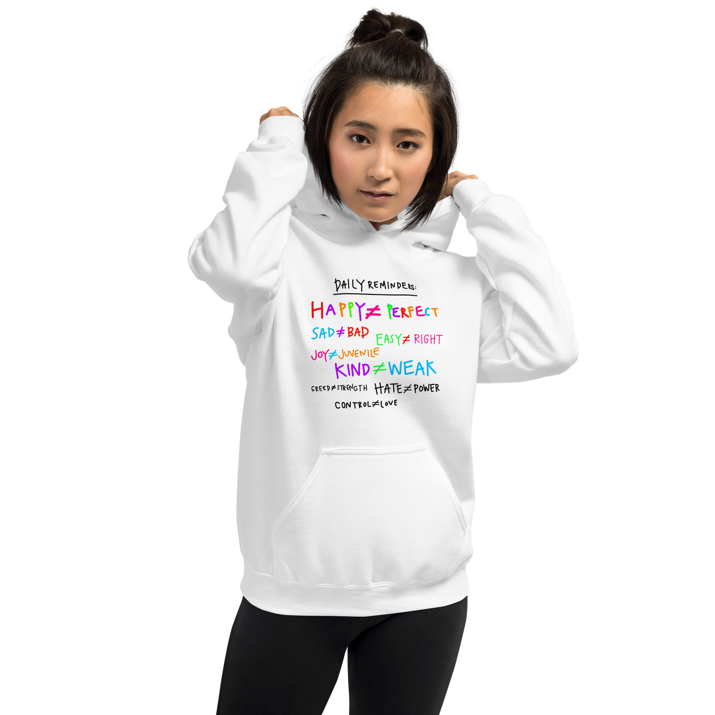 Daily Reminders Rainbow & Black Writing Hoodie