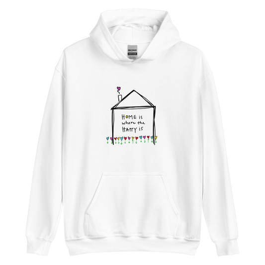 Home is Where the Happy Is Black Writing Hoodie